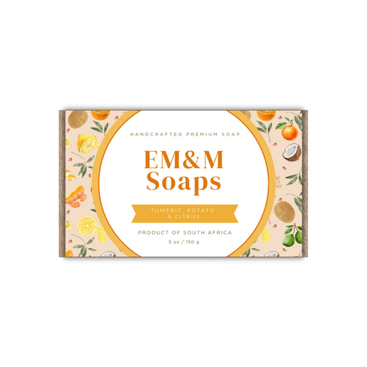 EM&M Soaps - Blemish Banisher - Turmeric, Potato and Citrus Soap - 150g